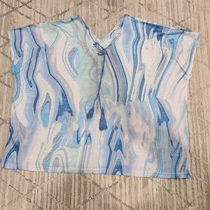 Blue & Gray Swirl Lace-Up V-Neck Tunic